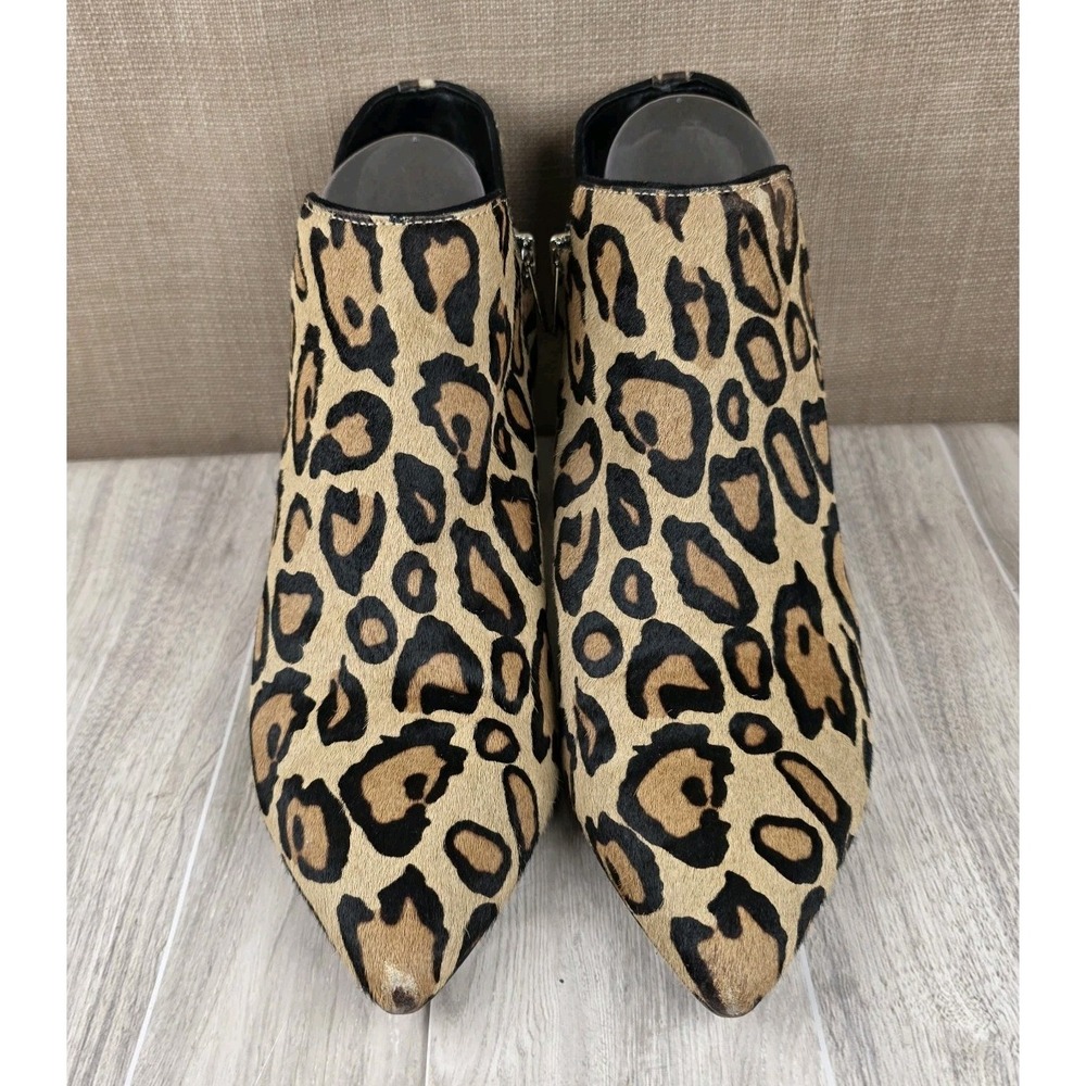 Sam Edelman Kinzey Leopard Print Kitten Heel Calf Hair Ankle Booties Womens Sz 9